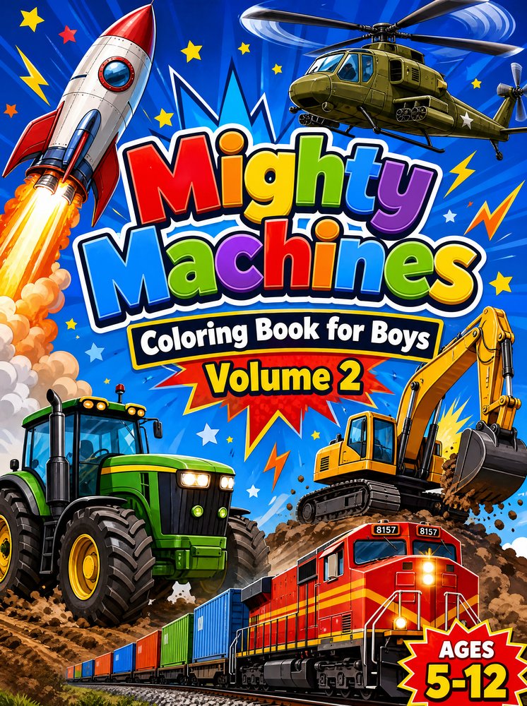 Mighty Machines Coloring Book for Boys — Volume 2